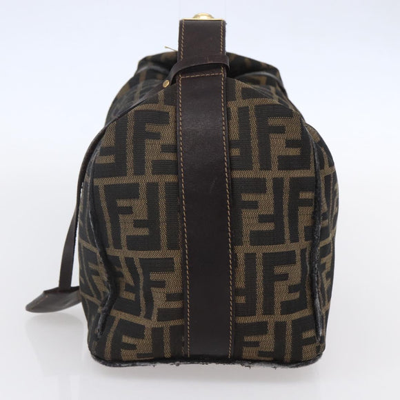 FENDI Zucca Canvas Vanity Hand Bag Black Brown Auth 150076