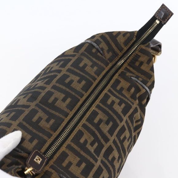 FENDI Zucca Canvas Vanity Hand Bag Black Brown Auth 150076