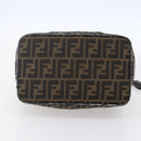 FENDI Zucca Canvas Vanity Hand Bag Black Brown Auth 150076-5