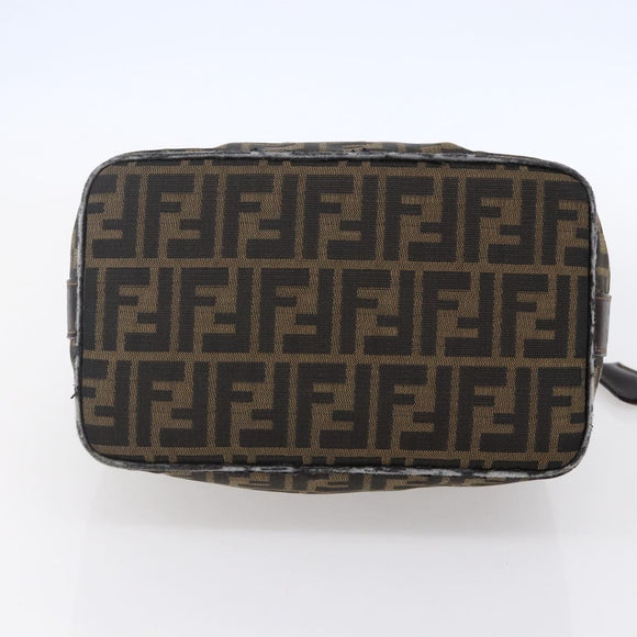 FENDI Zucca Canvas Vanity Hand Bag Black Brown Auth 150076
