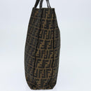 FENDI Celeria Zucca Canvas Hand Bag Black Brown Auth 150077-3