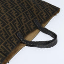FENDI Celeria Zucca Canvas Hand Bag Black Brown Auth 150077-6