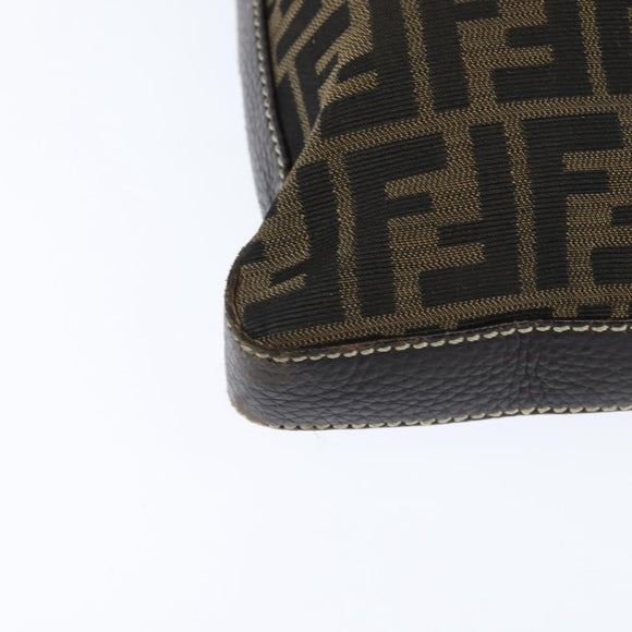 FENDI Zucca Canvas Celeria Shoulder Bag Black Brown Auth 150078