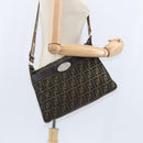 FENDI Zucca Canvas Celeria Shoulder Bag Black Brown Auth 150078-22