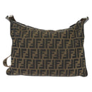 FENDI Zucca Canvas Celeria Shoulder Bag Black Brown Auth 150078-2