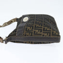 FENDI Zucca Canvas Celeria Shoulder Bag Black Brown Auth 150078-3