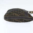 FENDI Zucca Canvas Celeria Shoulder Bag Black Brown Auth 150078-4