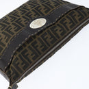 FENDI Zucca Canvas Celeria Shoulder Bag Black Brown Auth 150078-6