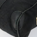 GUCCI GG Canvas Boston Bag Black Gold 000 0851 Auth 150082-12