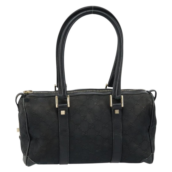 GUCCI GG Canvas Boston Bag Black Gold 000 0851 Auth 150082