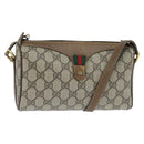 GUCCI GG Supreme Web Sherry Line Bag PVC Beige Gold 89 02 018 Auth 150084-1