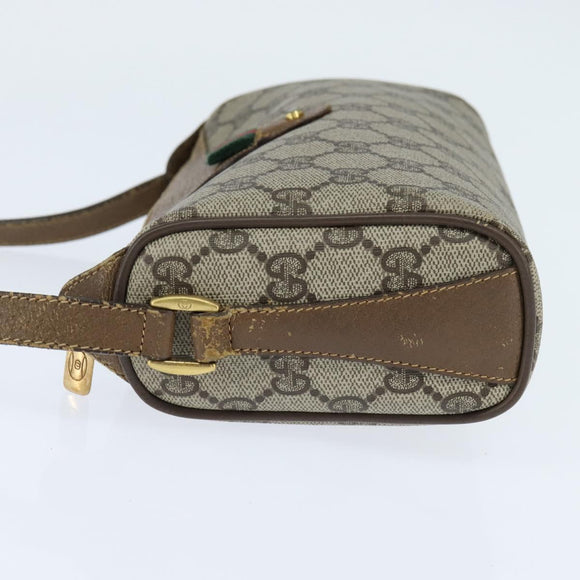 GUCCI GG Supreme Web Sherry Line Bag PVC Beige Gold 89 02 018 Auth 150084