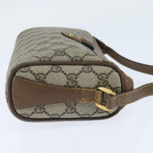 GUCCI GG Supreme Web Sherry Line Bag PVC Beige Gold 89 02 018 Auth 150084
