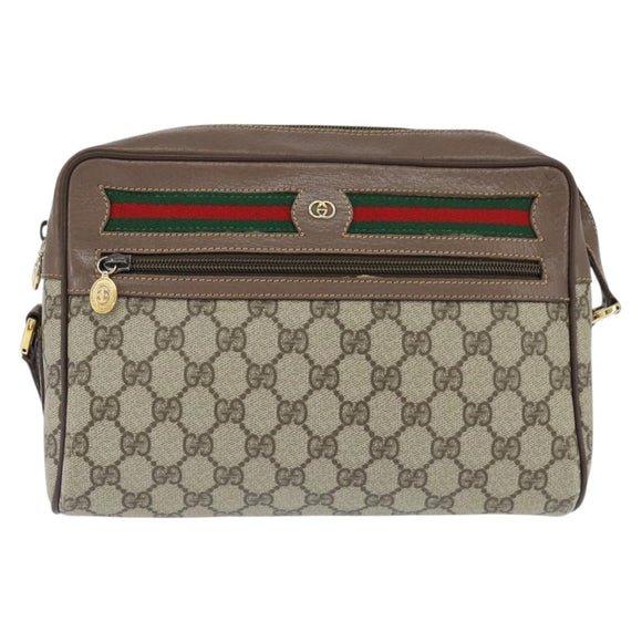 GUCCI GG Supreme Web Sherry Line Shoulder Bag PVC Beige 001 44 6472 Auth 150085