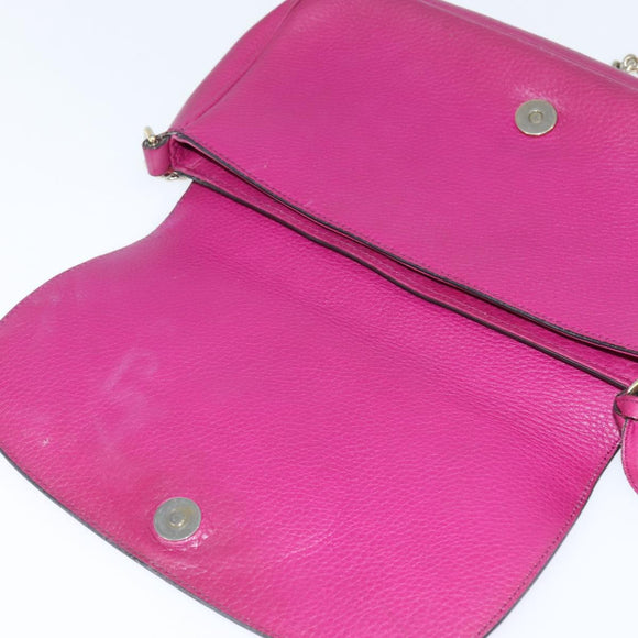 GUCCI Chain Soho Shoulder Bag Leather Pink Gold 336752 Auth 150086