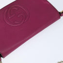 GUCCI Chain Soho Shoulder Bag Leather Pink Gold 336752 Auth 150086-6