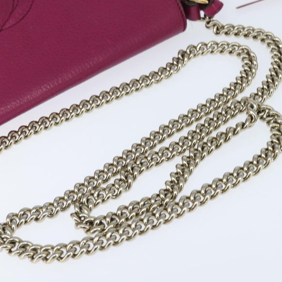 GUCCI Chain Soho Shoulder Bag Leather Pink Gold 336752 Auth 150086