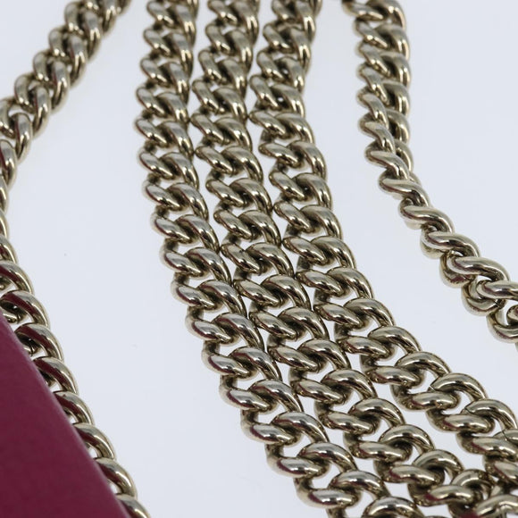 GUCCI Chain Soho Shoulder Bag Leather Pink Gold 336752 Auth 150086