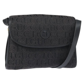 GUCCI Shoulder Bag Nylon Black Gold 001 14 0712 Auth 150087