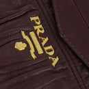 PRADA Gathered Hand Bag Leather 2way Bordeaux Gold Auth 150088-18