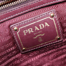 PRADA Gathered Hand Bag Leather 2way Bordeaux Gold Auth 150088-19