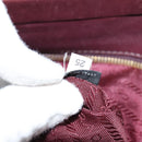 PRADA Gathered Hand Bag Leather 2way Bordeaux Gold Auth 150088-12