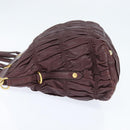 PRADA Gathered Hand Bag Leather 2way Bordeaux Gold Auth 150088-3