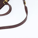 PRADA Gathered Hand Bag Leather 2way Bordeaux Gold Auth 150088-8