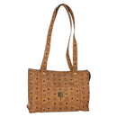 MCM Logogram Vicetos Tote Bag PVC Leather Brown Gold Auth 150113-1