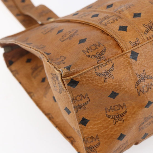 MCM Logogram Vicetos Tote Bag PVC Leather Brown Gold Auth 150113
