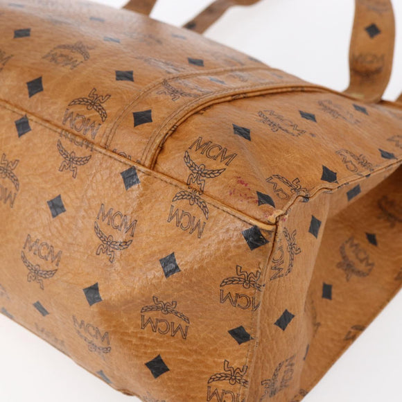 MCM Logogram Vicetos Tote Bag PVC Leather Brown Gold Auth 150113