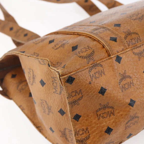 MCM Logogram Vicetos Tote Bag PVC Leather Brown Gold Auth 150113
