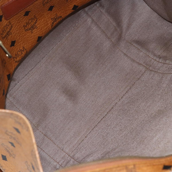 MCM Logogram Vicetos Tote Bag PVC Leather Brown Gold Auth 150113