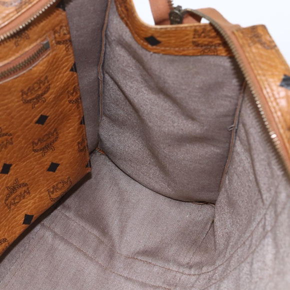 MCM Logogram Vicetos Tote Bag PVC Leather Brown Gold Auth 150113