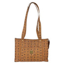MCM Logogram Vicetos Tote Bag PVC Leather Brown Gold Auth 150113-2