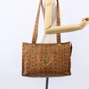MCM Logogram Vicetos Tote Bag PVC Leather Brown Gold Auth 150113-21