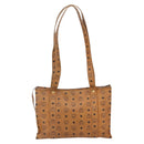 MCM Logogram Vicetos Tote Bag PVC Leather Brown Gold Auth 150113-3