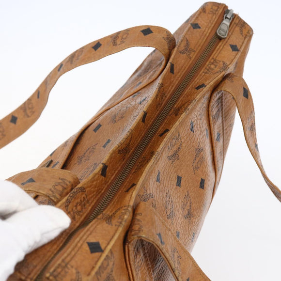 MCM Logogram Vicetos Tote Bag PVC Leather Brown Gold Auth 150113