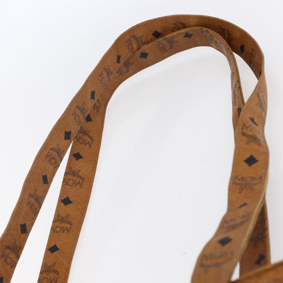 MCM Logogram Vicetos Tote Bag PVC Leather Brown Gold Auth 150113