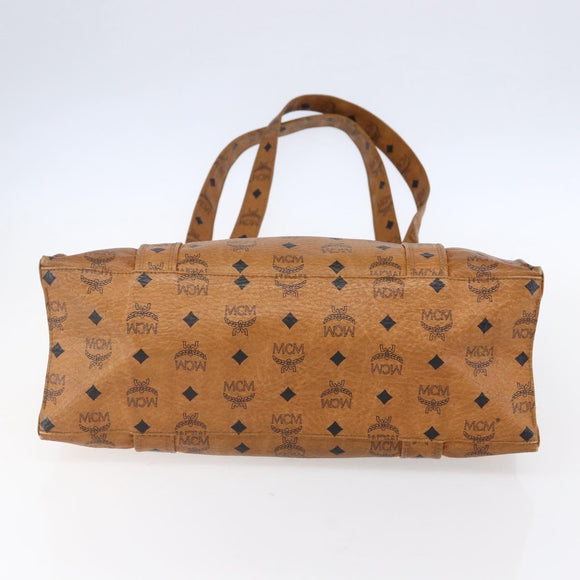 MCM Logogram Vicetos Tote Bag PVC Leather Brown Gold Auth 150113