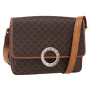 CELINE Macadam Canvas Shoulder Bag PVC Leather Brown Gold Auth 150117-1