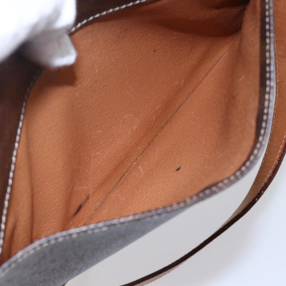 CELINE Macadam Canvas Umhängetasche PVC Leder Braun Gold Auth 150117