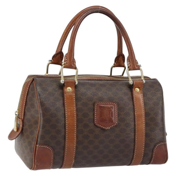 CELINE Macadam Canvas Hand Bag PVC Leather Brown Gold Auth 150118