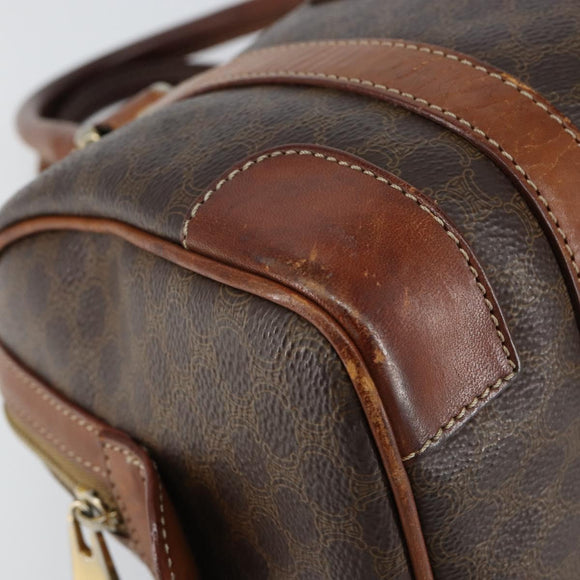 CELINE Macadam Canvas Hand Bag PVC Leather Brown Gold Auth 150118