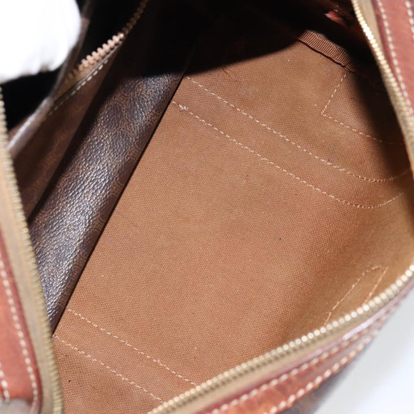 CELINE Macadam Canvas Hand Bag PVC Leather Brown Gold Auth 150118