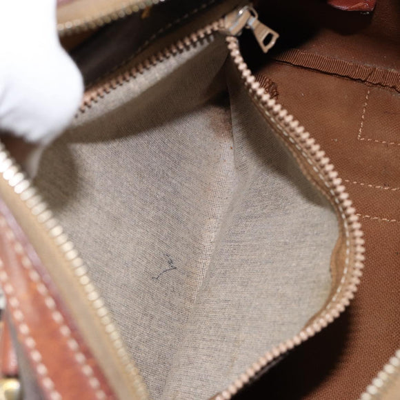 CELINE Macadam Canvas Hand Bag PVC Leather Brown Gold Auth 150118