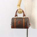 CELINE Macadam Canvas Hand Bag PVC Leather Brown Gold Auth 150118-22