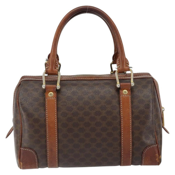 CELINE Macadam Canvas Hand Bag PVC Leather Brown Gold Auth 150118