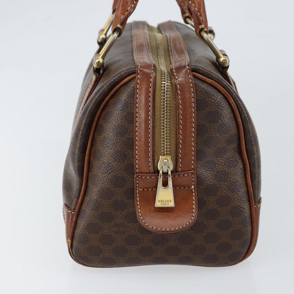 CELINE Macadam Canvas Hand Bag PVC Leather Brown Gold Auth 150118