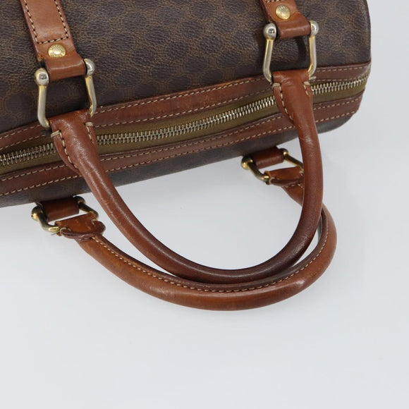 CELINE Macadam Canvas Hand Bag PVC Leather Brown Gold Auth 150118